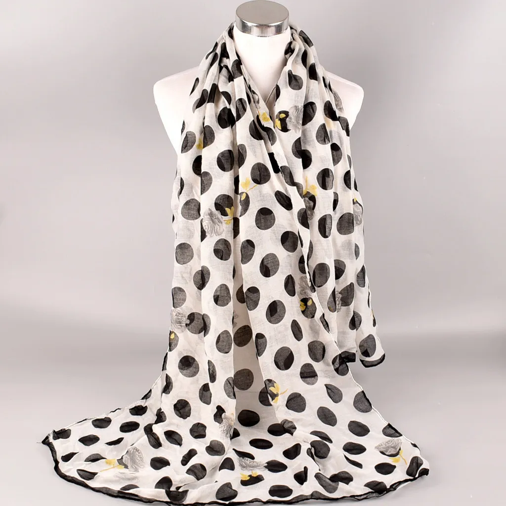 Модный женский тонкий шарф в горошек теплые шарфы мягкие шали обёрточная бумага s