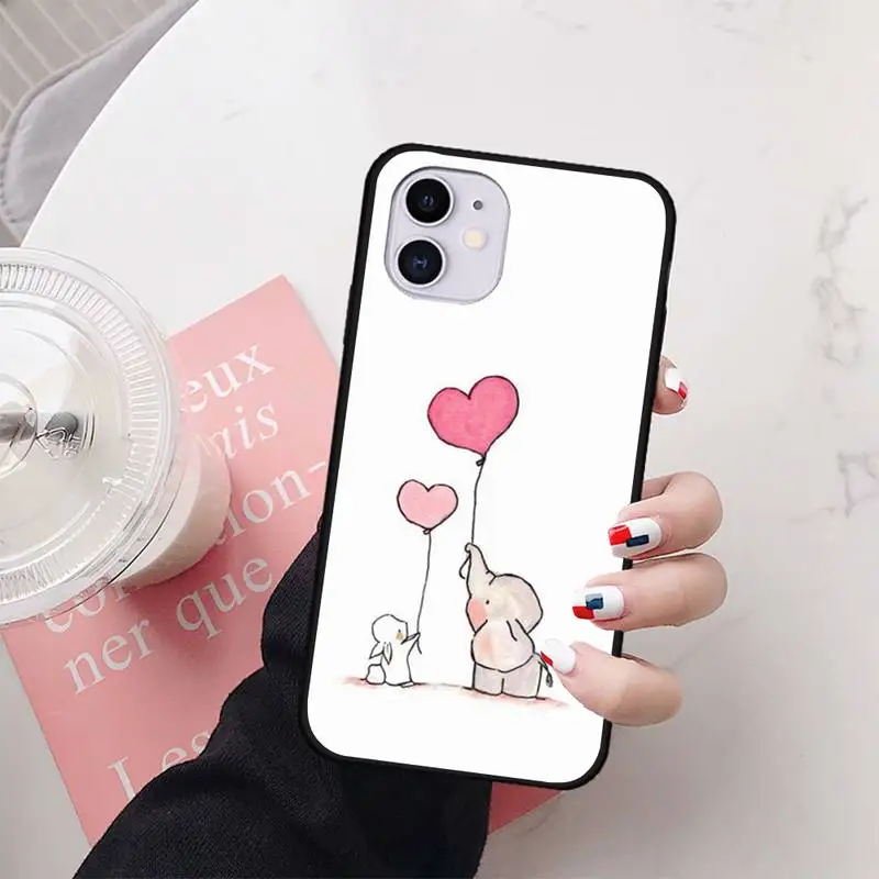 

Cute Elephant And Rabbit Phone Case For iphone7 8 plus 7 8 6 6s plus X XR XS MAX 11 12 Pro Max Cover