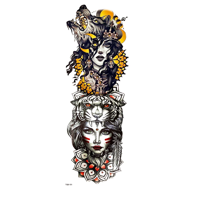 

Celtic Druid Forest Queen Full Arm Waterproof Temporary Tattoos Men Glitter Tattoo Arm Sleeves Temporary Tatoo Fake Tattoo