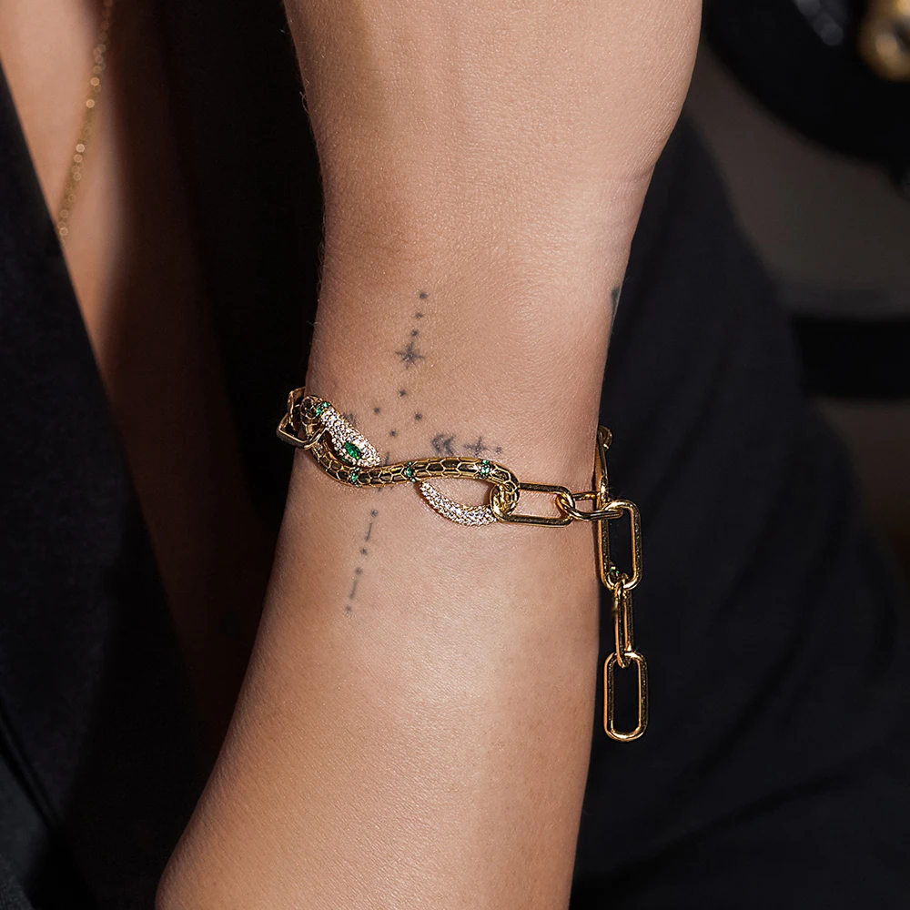 925 пробы серебро Монако ювелирные изделия Луна Звезды браслет &quotЗмейка&quot