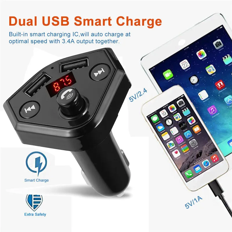 Fm передатчик беспроводной Bluetooth FM модулятор автомобильный комплект громкой