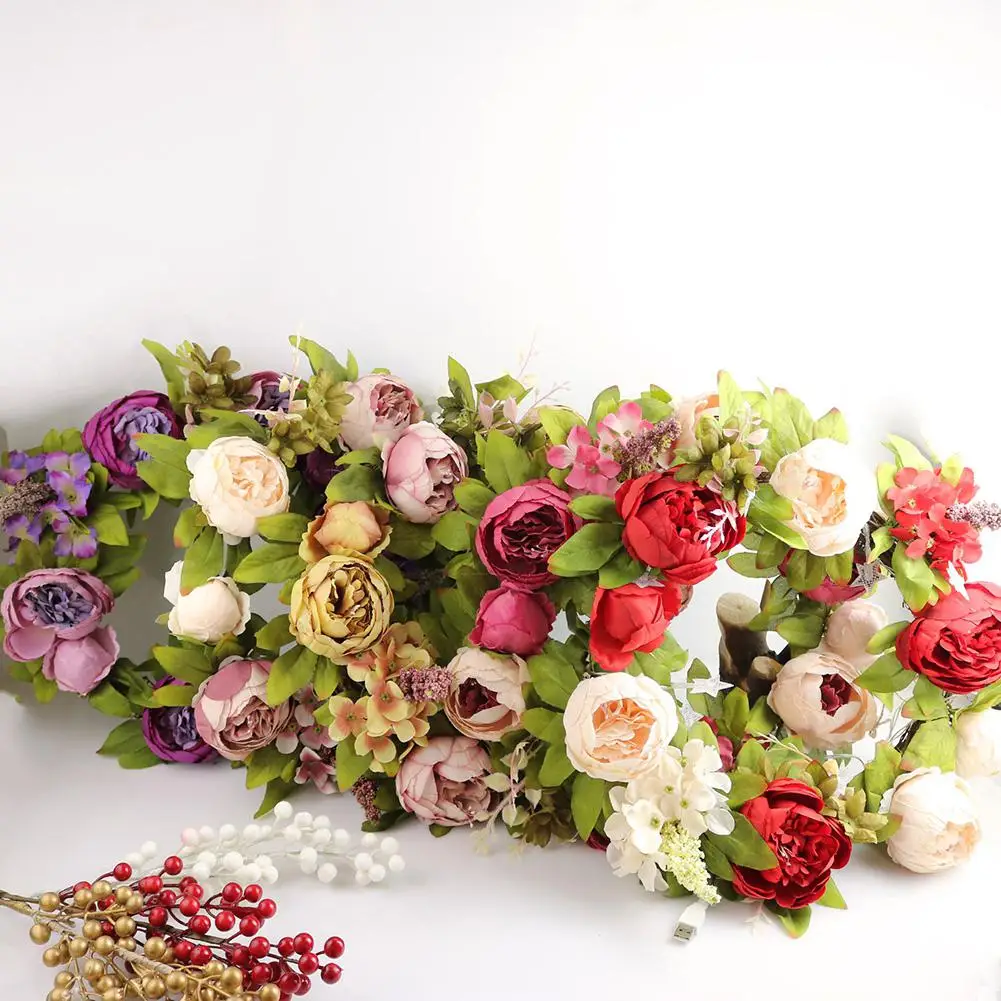 Искусственный цветок пиона гирлянда 5 цветов орнамент высокого качества для