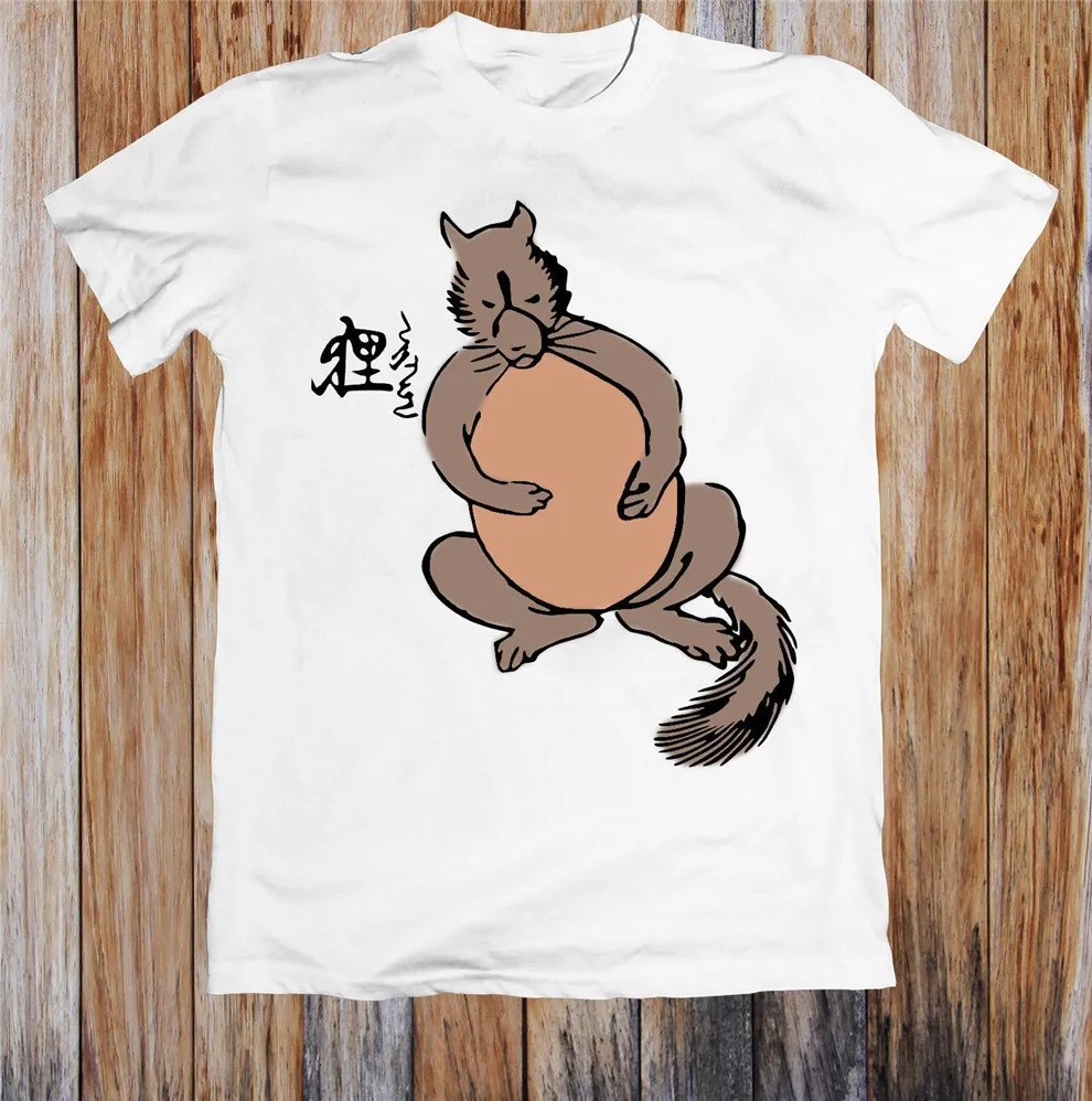 Японская забавная футболка унисекс с изображением енота и собаки Повседневная
