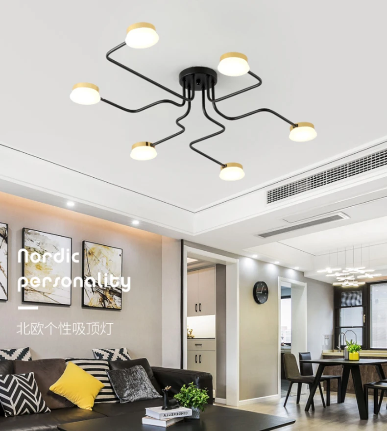 Chandelierrec чердак люстры черный/белый Железный корпус бар гостиная низкие потолки СВЕТОДИОДНЫЙ Потолок люстры светильники