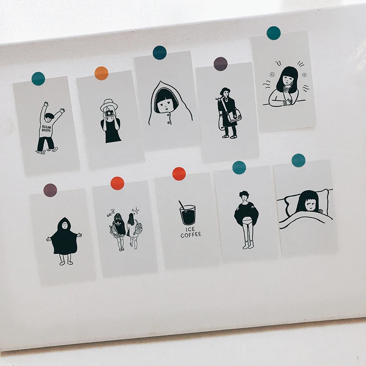 Черно белые простые наклейки SIXONE 10 комплектов декоративные двусторонняя печать