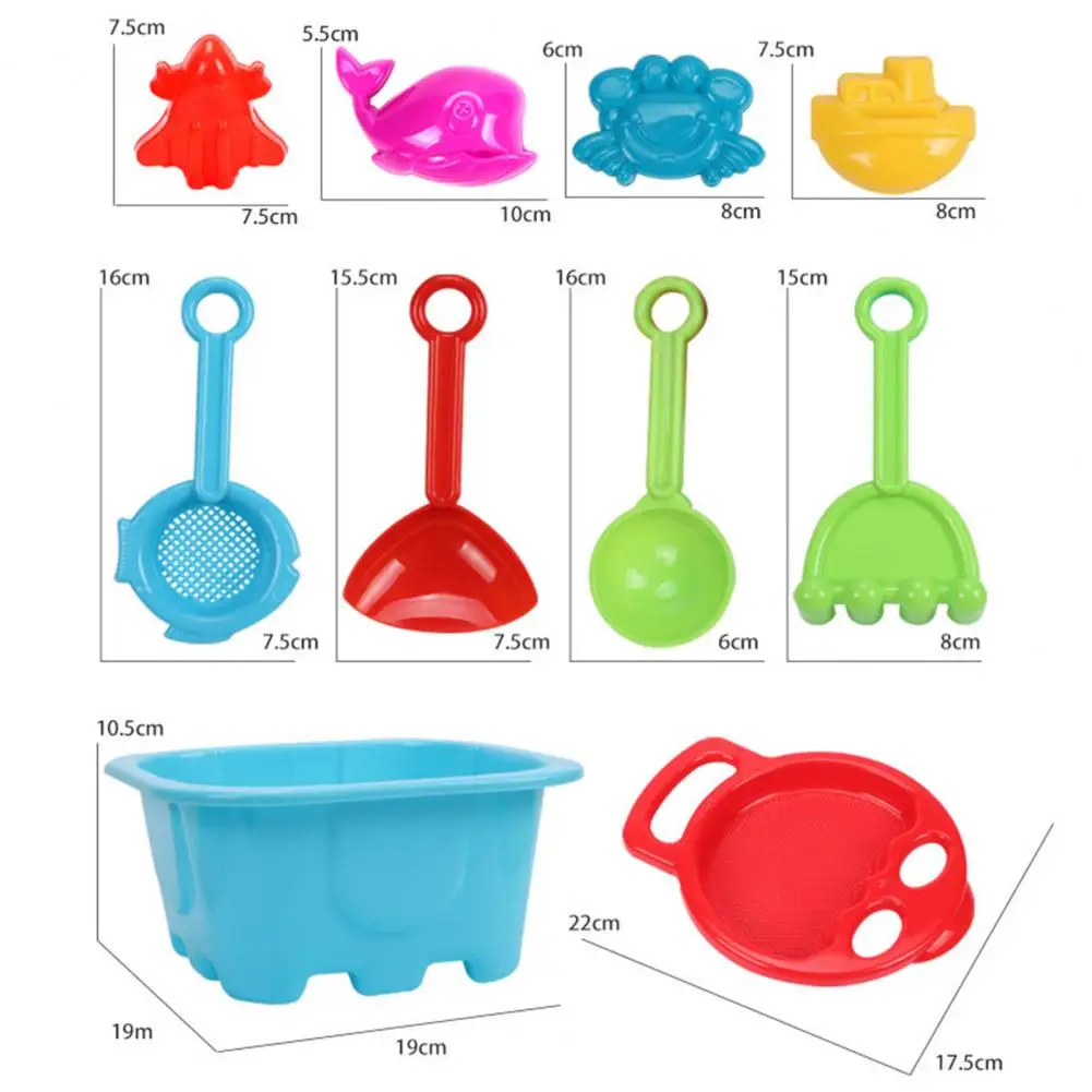 

10Pcs/Set Beach Sand Box Lovely Educational Smooth Surface Beach Bucket Shovel Set for Outdoor Summer Children Toys