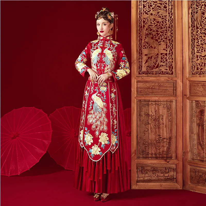 

Orientalll traditional chinese hanfu wedding suit for bride elegant cheongsam wedding dress