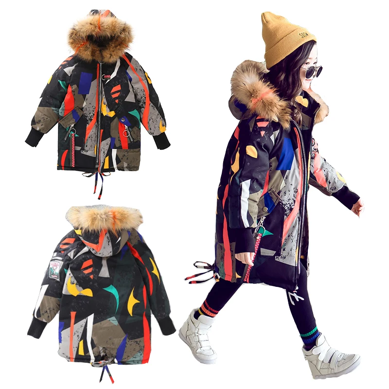 Новая детская теплая одежда зимняя куртка для девочек осеннее пальто с капюшоном