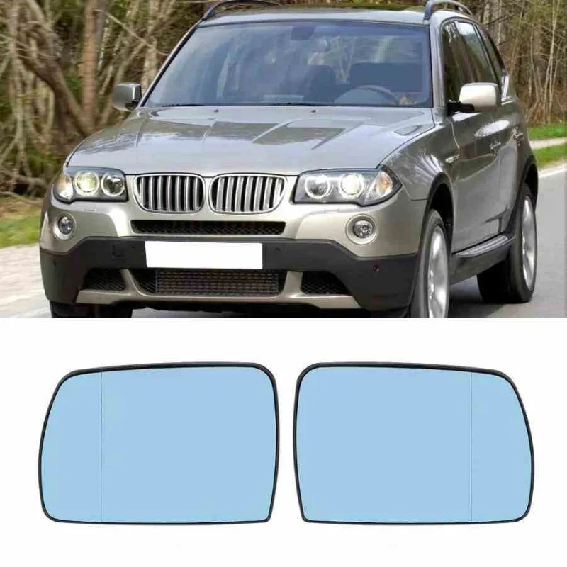 

2PCS Blue Car Side Wing Mirror Glass Heated Electric Wing Mirror Glass 2Pin For BMW X5 E53 1999-2006 Rearview Mirror Heating