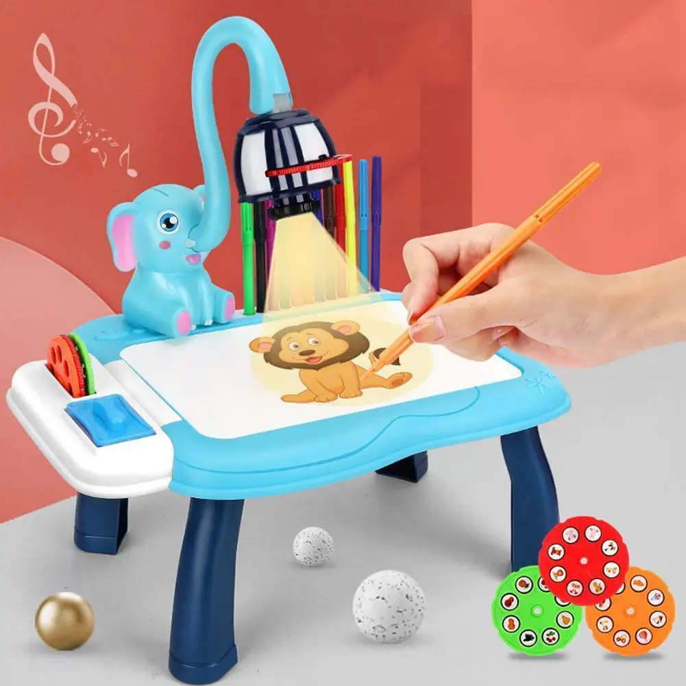 

Giraffe Projection Painting Table Drawing Board Detachable Writing Desk Children Graffiti Paint Educational Toys Projector C9g1