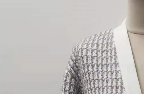 

Women V-neck Coat Tweed Plaid Loose Long Sleeve Single Breasted Cardigan Jacket with Pockets