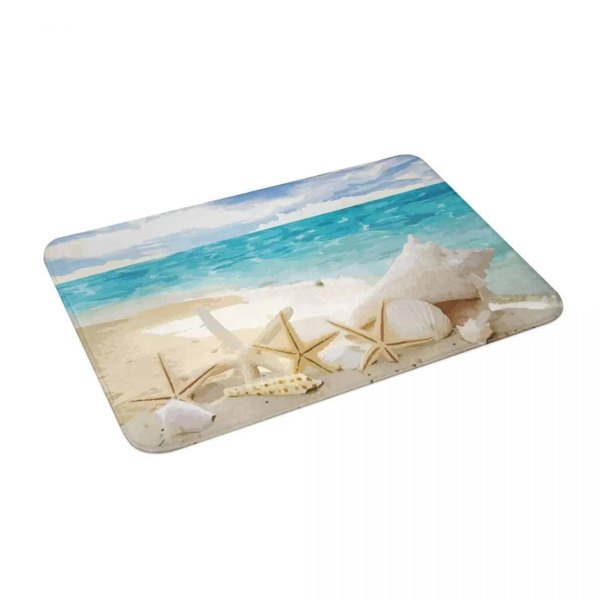 Ракушки на пляже коврик ковер полиэстер нескользящий напольный декор для ванной