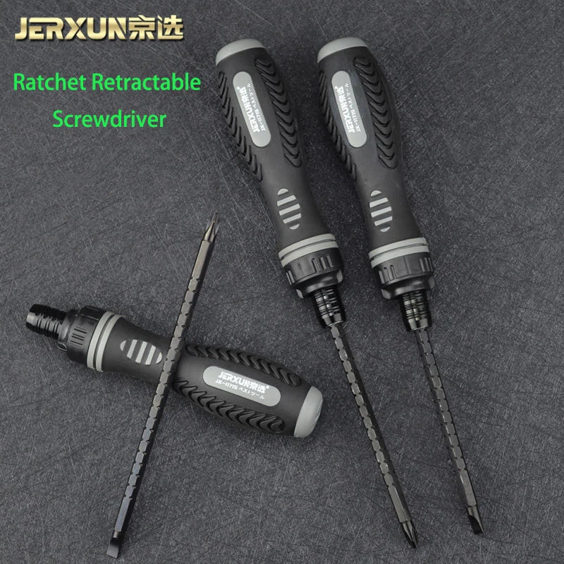 

jinxuan Telescopic Ratchet Double-Use Slotted Screwdriver Removable Hand Tool Repair Tool Handle Screw Driver Hand Tool