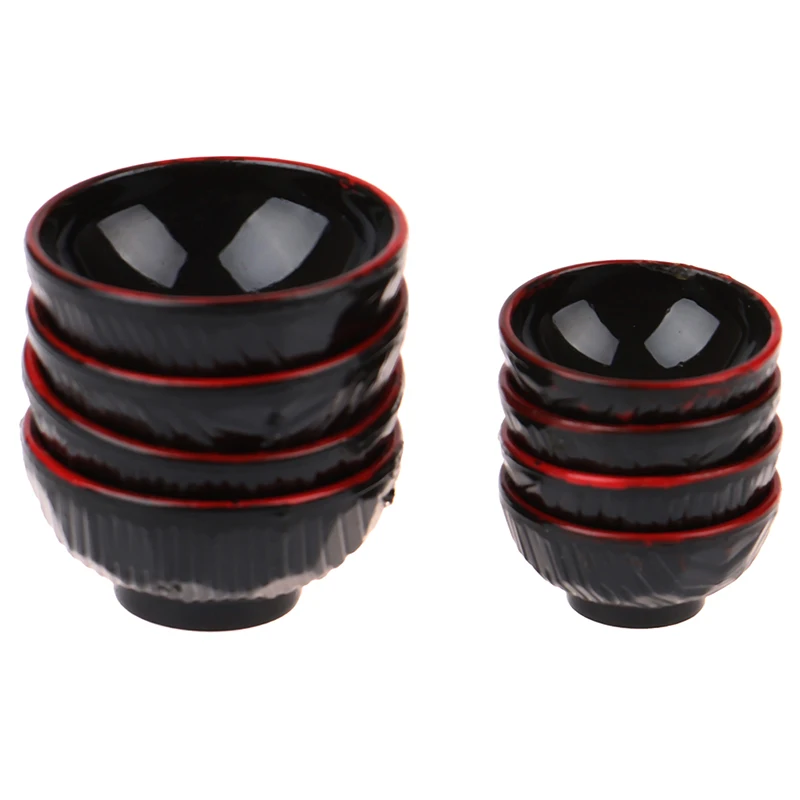 

4 шт. 1:12 кукольный домик пластиковые черные миски миниатюрные кукольные домики кухонные украшения