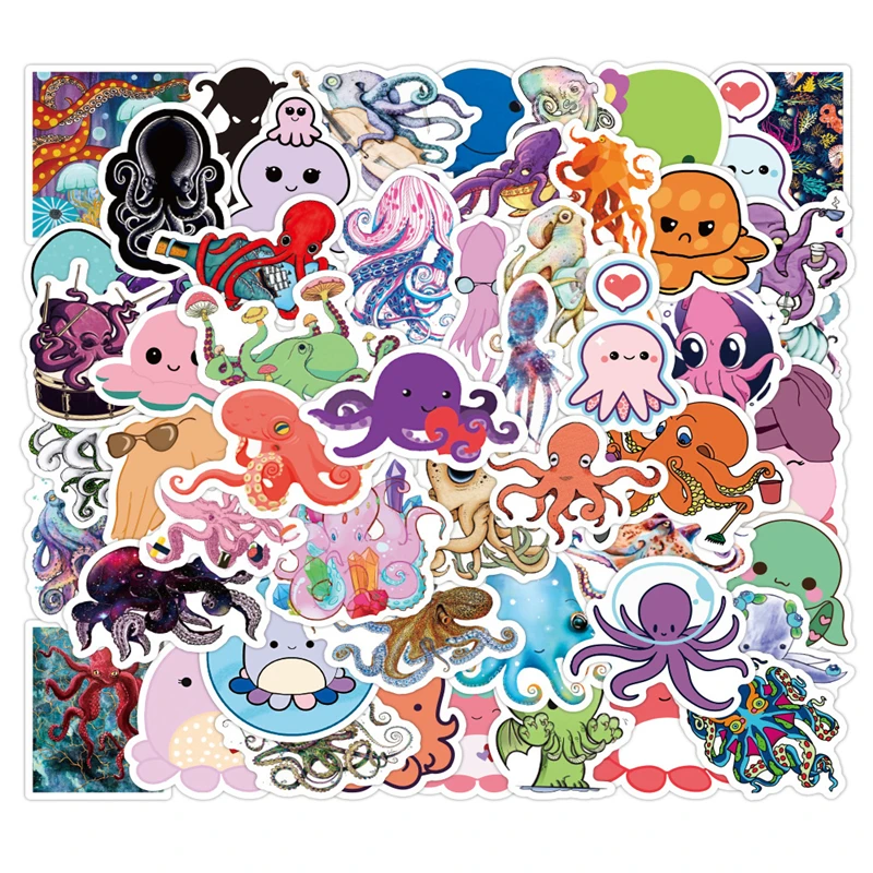 

50pcs Marine Organism Ocean Fishes Octopus Stickers decal scrapbooking diy pasters home decoration phone laptop waterproof