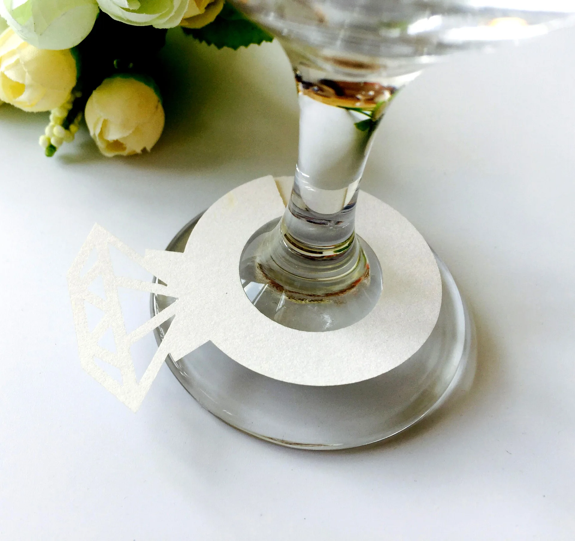 10 шт. свадебные Украшение стола карты кольцо с бриллиантом бокалы лазерная резка