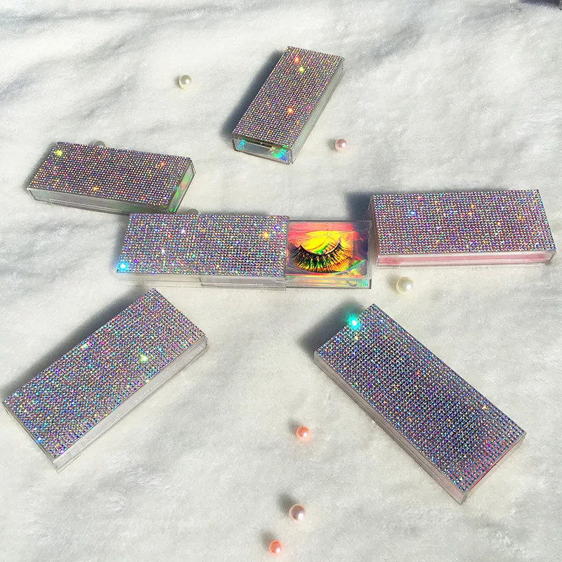 Пользовательская упаковка блестящие стразы ресницы чехол 3D 5D норковые