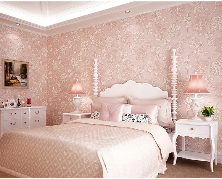 

HongMei European Pastoral 3D Three-Dimensional Non-Woven Wallpaper Warm Bedroom Living room TV Background Wallpapers