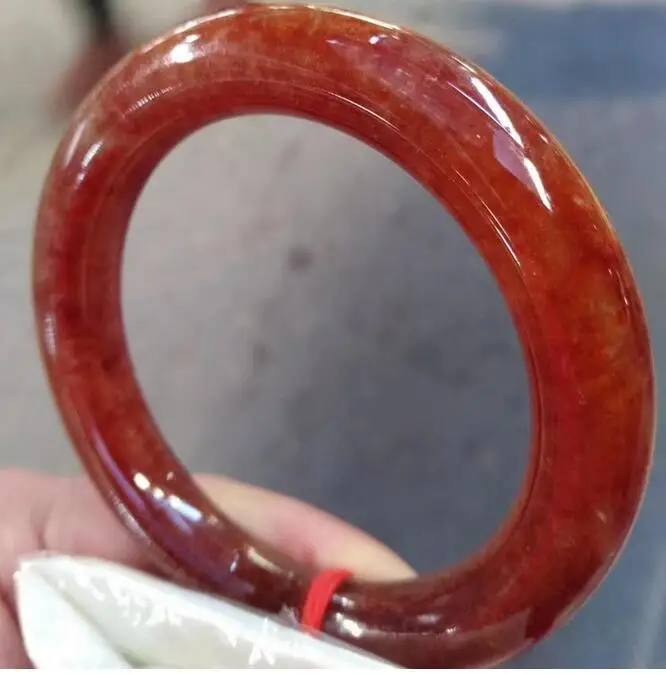 Оптовая продажа Круглый браслет из Мьянмы натурального нефрита желто-Красного