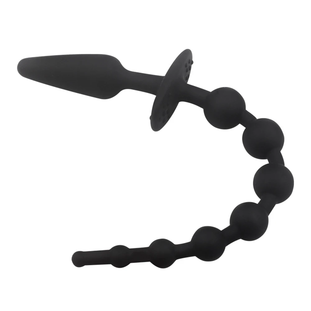 Двойной конец маленькие большие бусины Анальная пробка силиконовая ручная