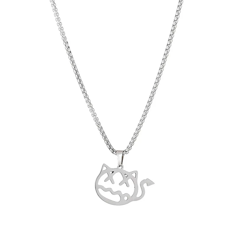 

Little Devil And Ghost The Same Hollow Titanium Steel Sweater, Long And Versatile Pendant With Keel Necklace