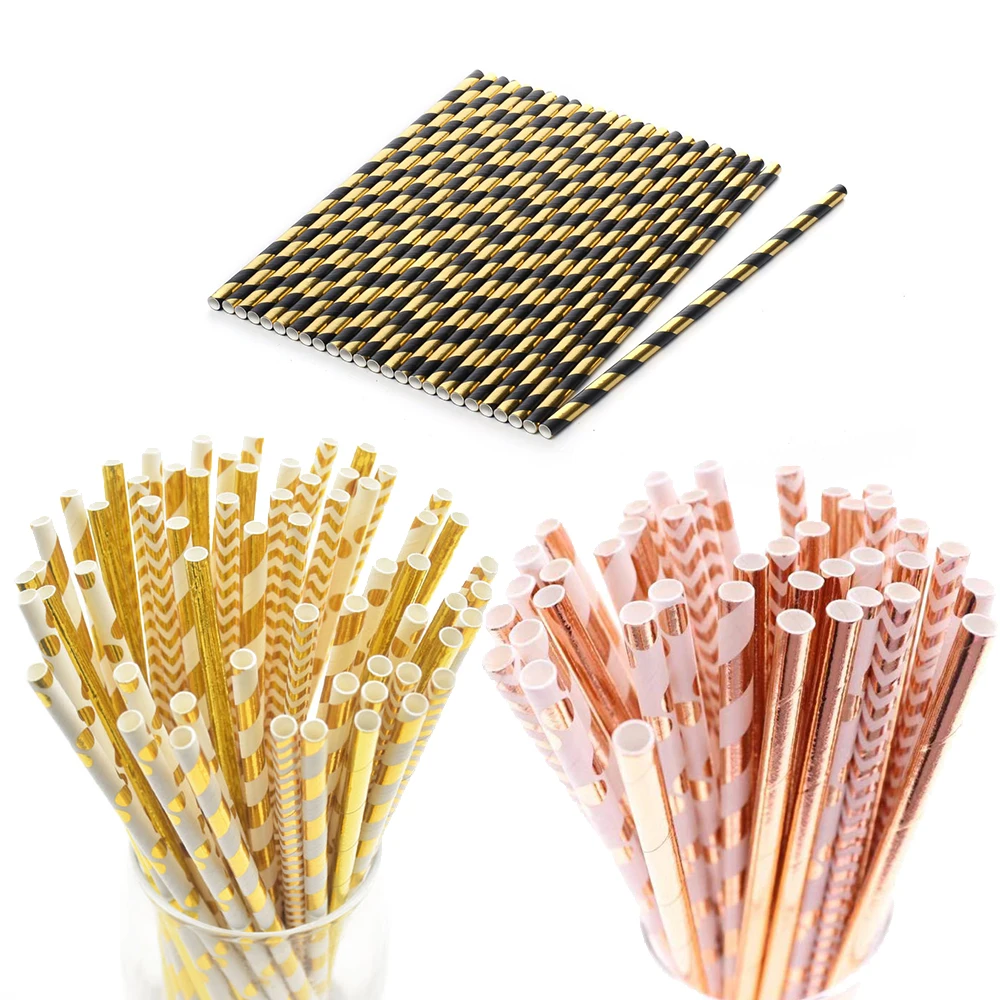 Смешанные бронзирующие бумажные соломинки для напитков одноразовая посуда