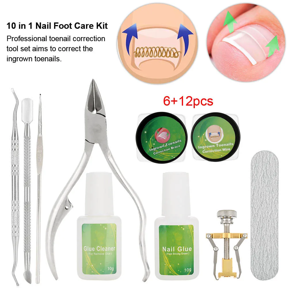 

10Piece/set Ingrown Toe Nail Fixer Pedicure Toenail Recover Correction Tool Nail Foot Care Kit Reduce Pain Eliminate Redness