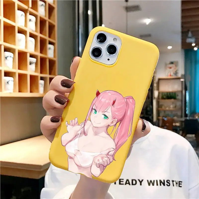 

Zero Two Darling in the FranXX Phone Case for iphone 11 Pro Max X XS Max XR Candy Color Soft Cover For iPhone 7 8 6 6S Plus