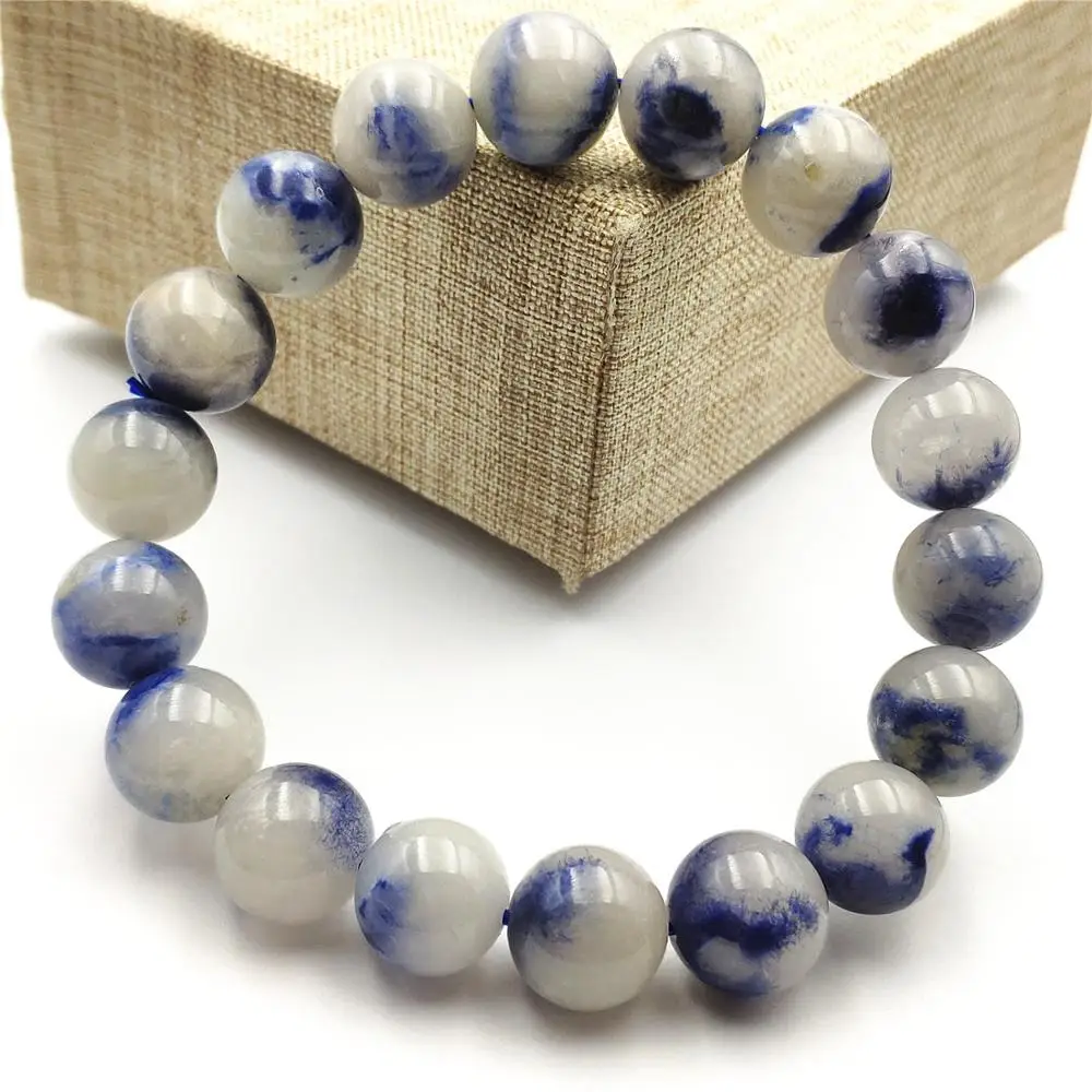 12 мм натуральный синий кварцовый рутилированный кристаллический Круглый бисер