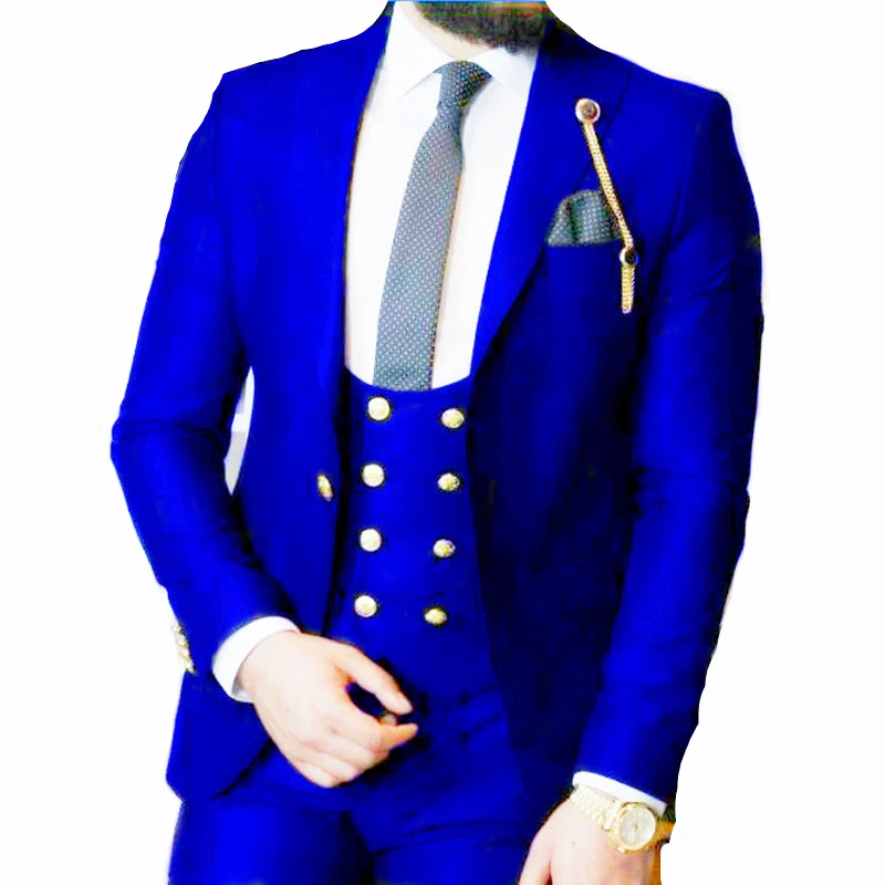 

New Arrival One Button Groomsmen Peak Lapel Groom Tuxedos Men Suits Wedding/Prom Best Blazer ( Jacket+Pants+Vest+Tie)A94