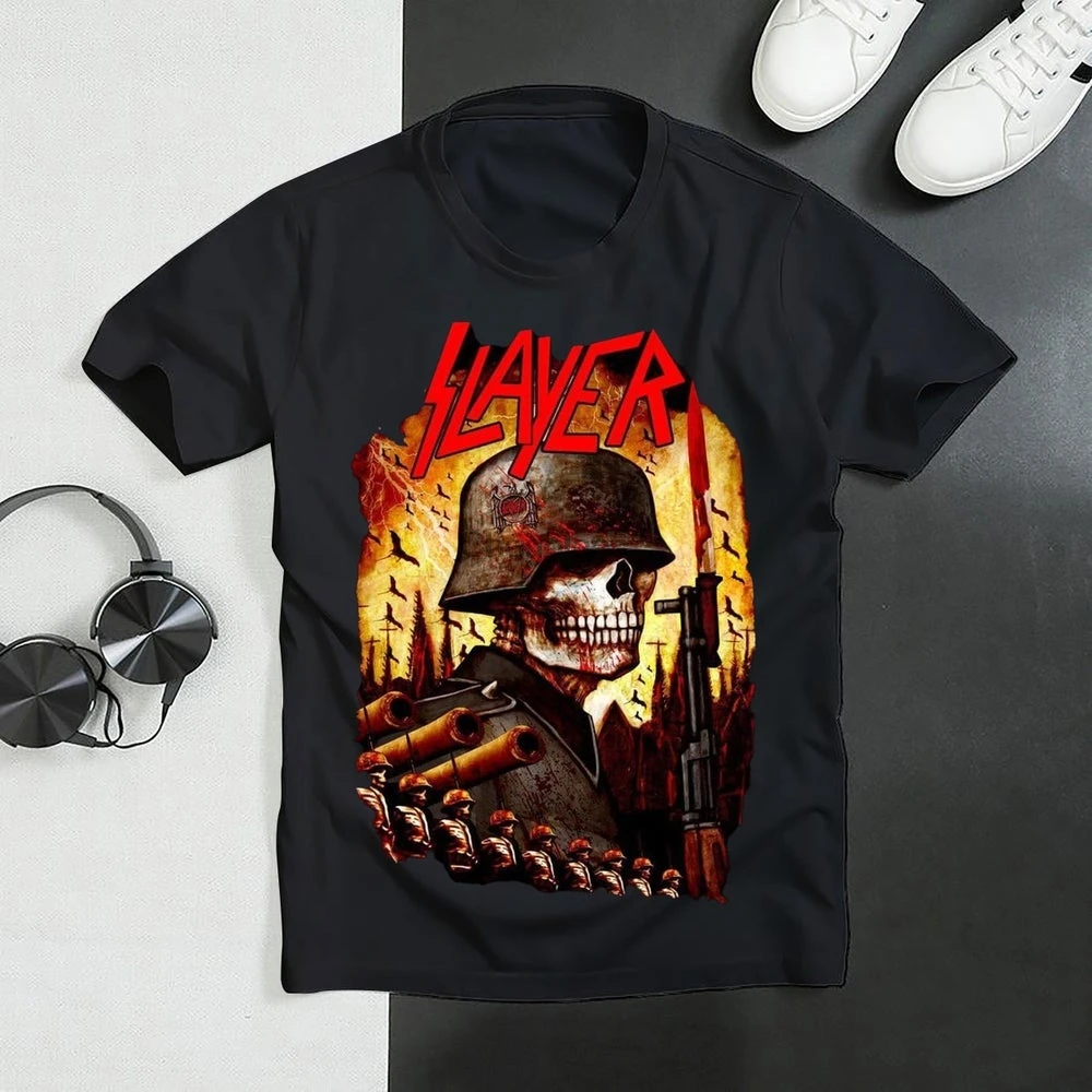 Футболка Slayer Skullcap с принтом солдатика музыка рок-группа футболка Thrash