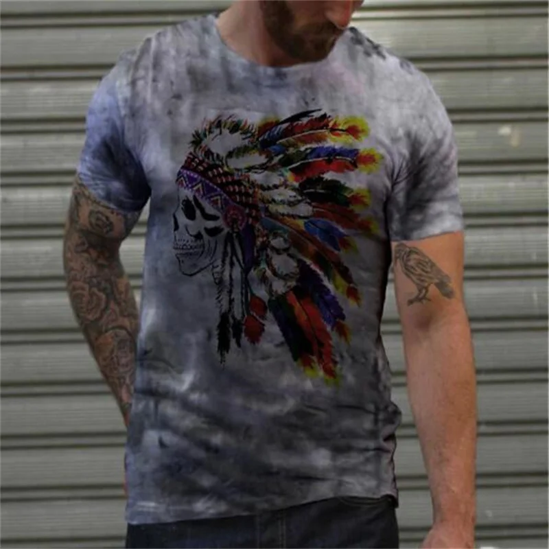 

New skull short-sleeved T-shirt 3D printing hip-hop fashion men’s and women’s summer T-shirt casual wear plus size