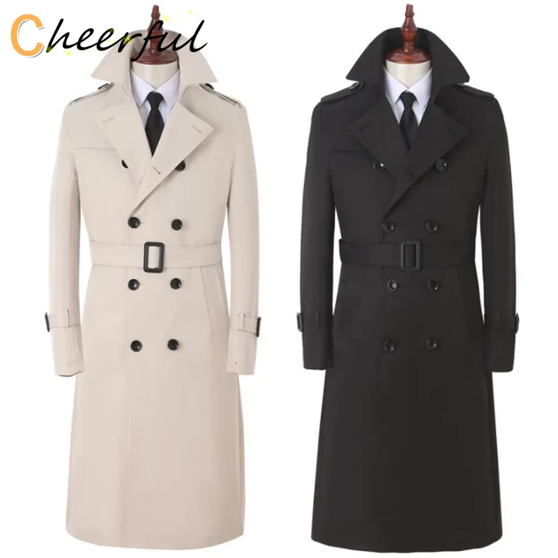 

Тренчкот мужской длинный в Корейском стиле, модная ветровка выше колена, красивая универсальная куртка в британском деловом стиле, весна-ос...