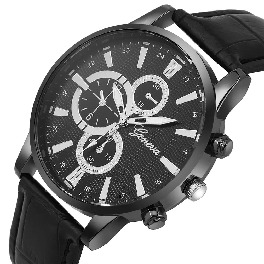 

Men's Geneva Watch Leather Military Alloy Pointer Quartz Watch Business Multi Style Watch Gift Casual Elegant 2020 Leather Strap
