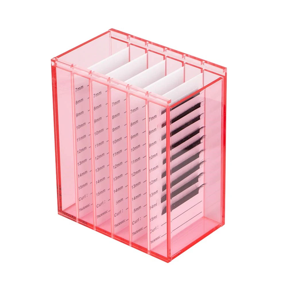 5 слойный контейнер для хранения ресниц прозрачный розовый с акриловым
