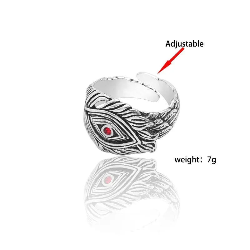 

Punk Gothic Wings Ring For Men Boys Feather Crystal Eye Retro Hip Hop Metal Male Rings Unisex Cool Party Vintage Jewelry Gifts
