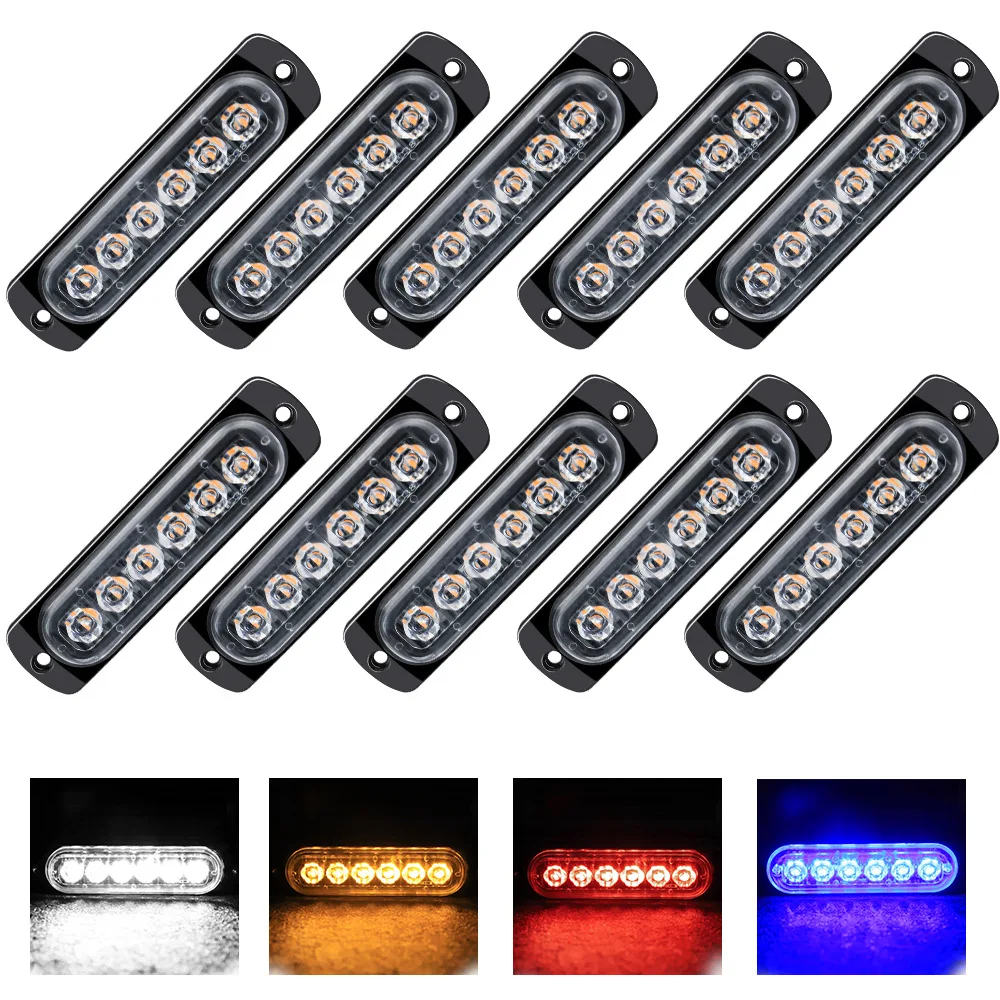 

6LED 12V/24V Car Side Marker Lights For Trucks Strobe Lamp LED Ambulance Police Flashing Energency Stop Light Warning Lights