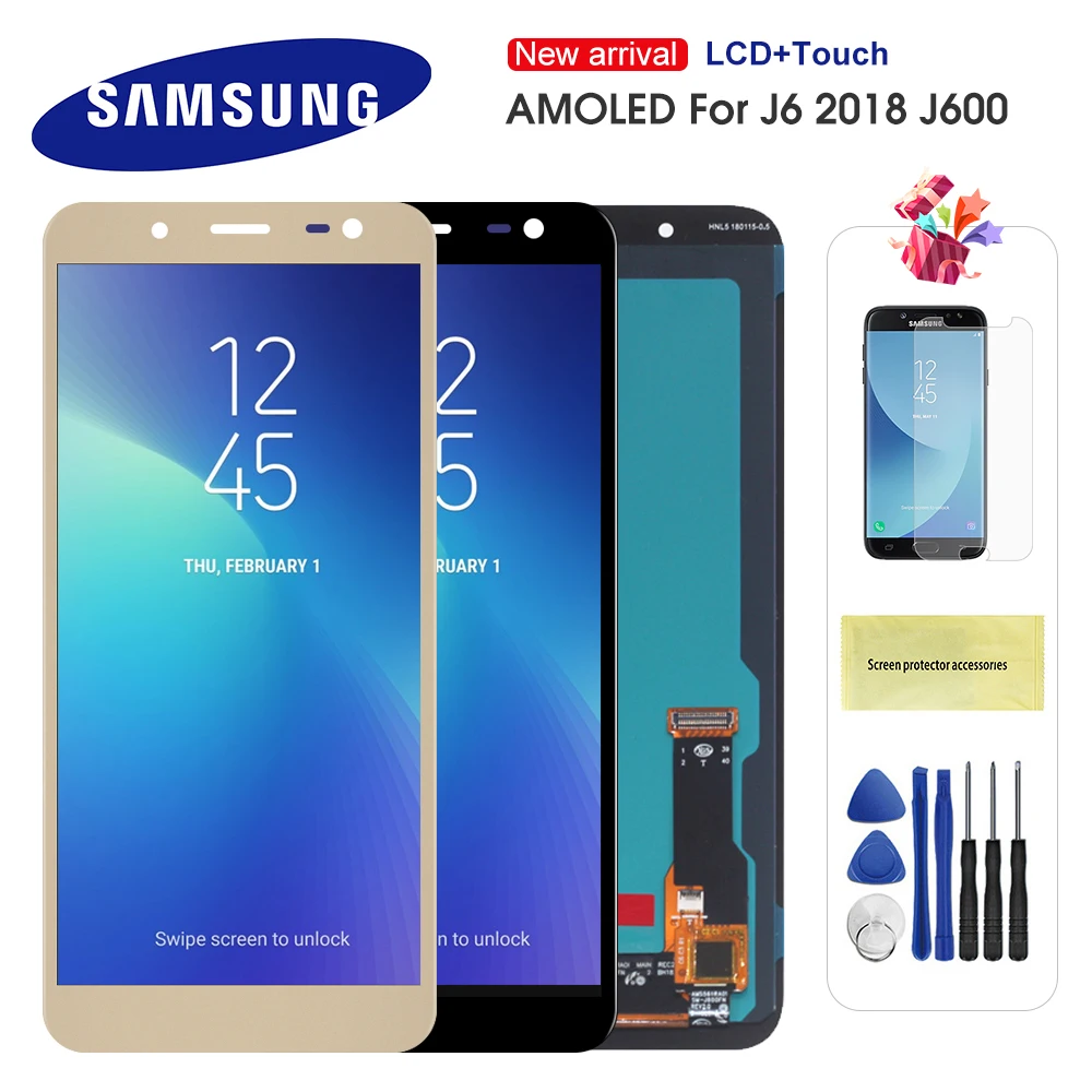 

Оригинальный ЖК-дисплей Super AMOLED для Samsung Galaxy J6 2018 J600F J600, ЖК-дисплей с сенсорным экраном в сборе, запасные части