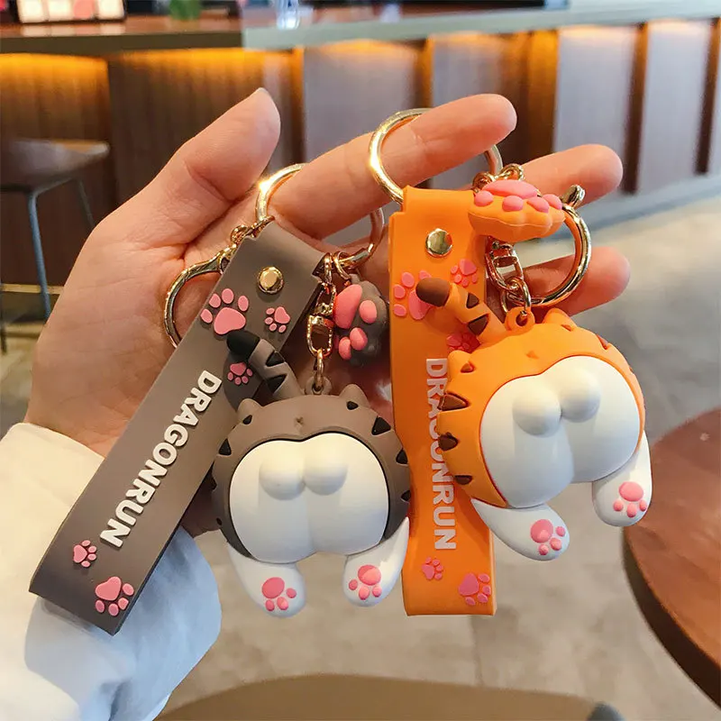 Корейский симпатичный брелок для ключей с мультяшным котом и задом женский милый