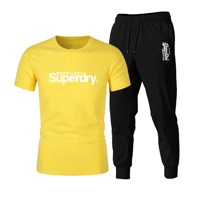 

Fashion men's sportswear T-shirt + sweatpants 2-piece suit outdoor sports men and women suit printing suit