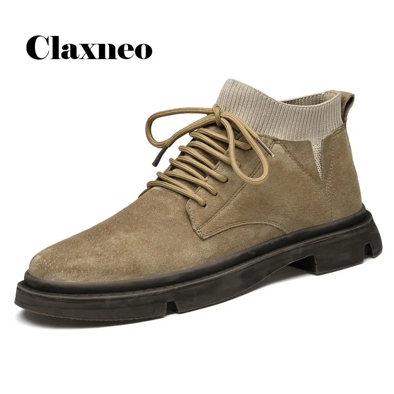 

Man Boots 2021 Spring Autumn Design Casual Shoes Male Suede Leather Footwear Khaki Fashion Men's Ankle Boot Soft Leisure New