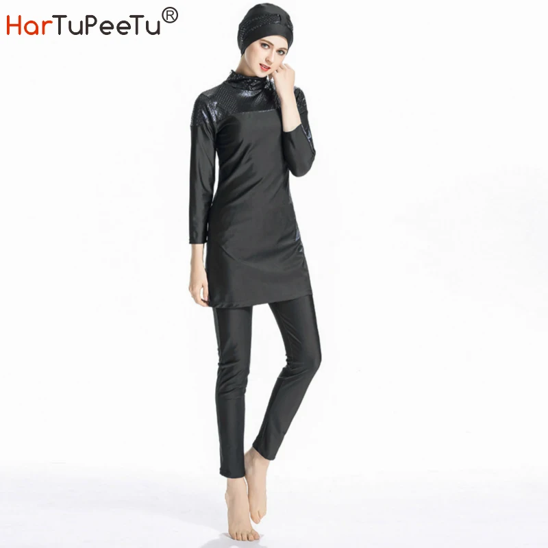 

Солнцезащитный Женский купальный костюм, пляжная одежда с полным покрытием, мусульманский купальный костюм Burkini скромный консервативный к...