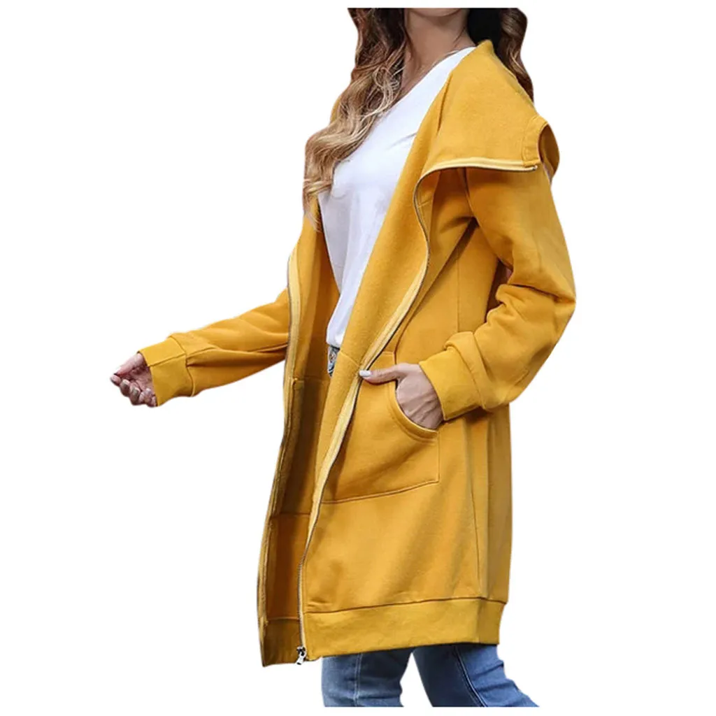 Женская модная Осенняя теплая однотонная толстовка с длинными рукавами и