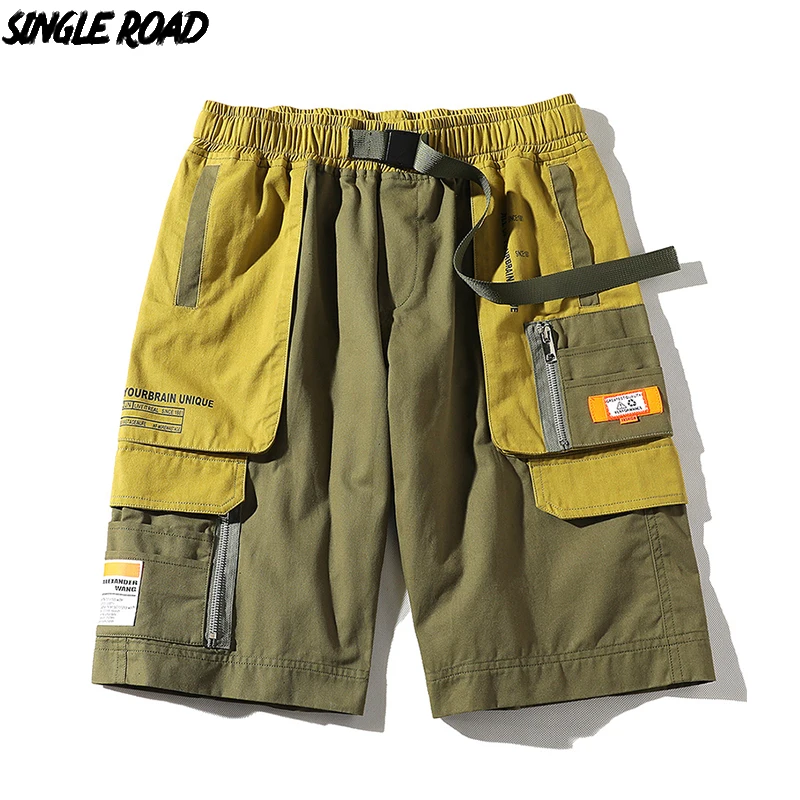 

SingleRoad Mens Cargo Shorts Men 2020 Summer Side Pockets Patchwork Hip Hop Japanese Streetwear Harajuku Male Shorts For Men