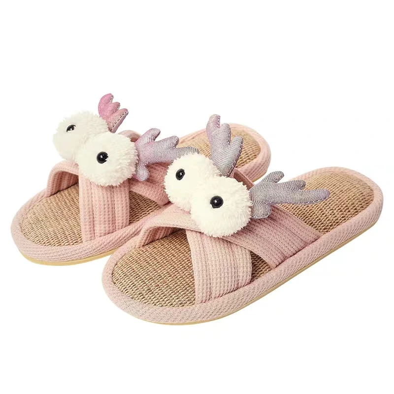 Милые льняные тапочки Millffy с большими забавными глазами для весны и осени женские