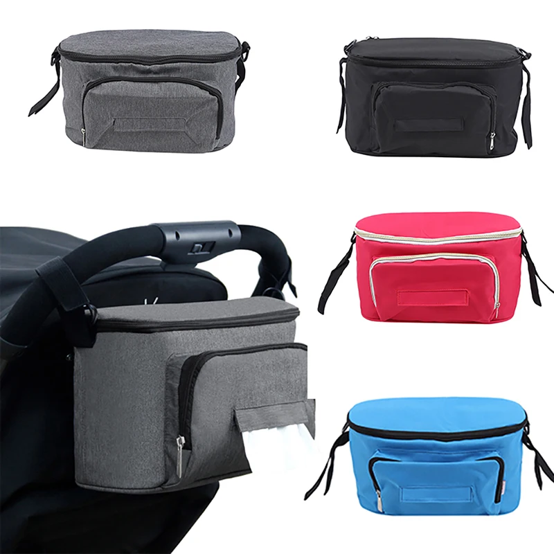 

Solid Color Stroller Bags Organizer Large Capacity Mom Travel Hanging Bag Carriage Pram Cart Bag Stroller Accessories