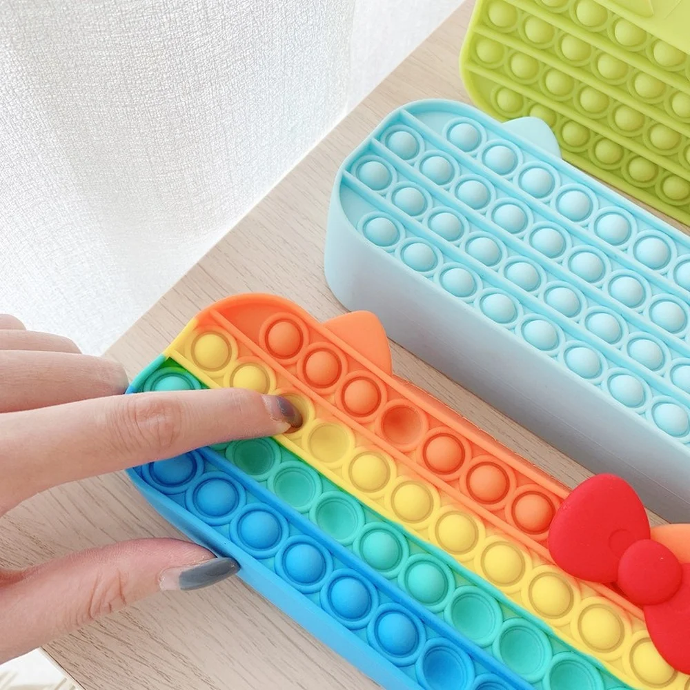 Case Storage Bag Decompression Pinch Color Mixed Anti-stress Pop Push Bubble Pencil Case