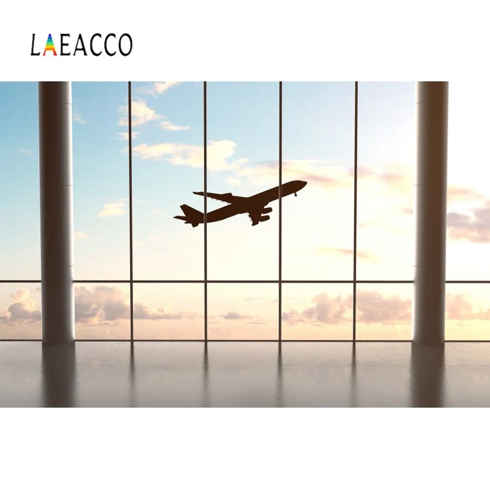 Laeacco Фотофон самолет снять французское окно для зала ожидания аэропорта ребенка портрет фото фон фотостудия
