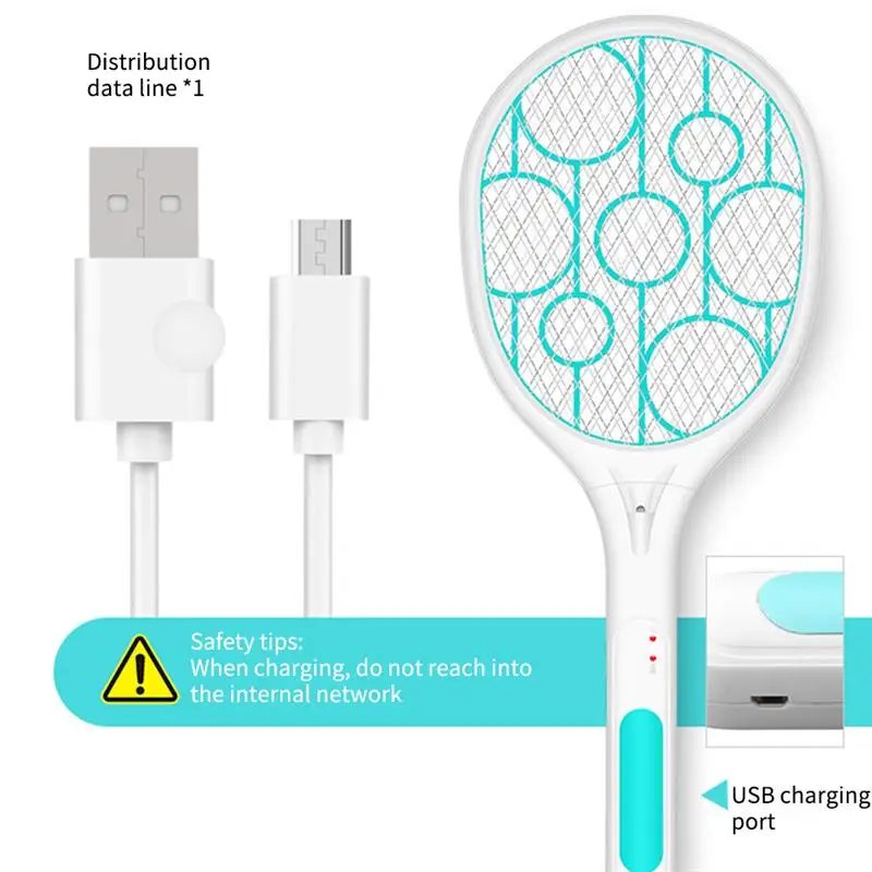 Домашняя Электрическая мухобойка мини с зарядкой от USB тройная безопасная