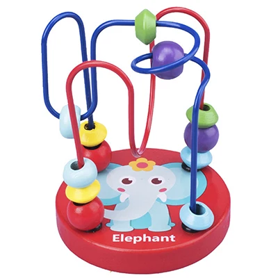 Elephant Детская Математика Монтессори, игрушки, круги животных, проволока для бус, лабиринт, горки, Ранние Обучающие деревянные игрушки для детей - Цвет: Elephant